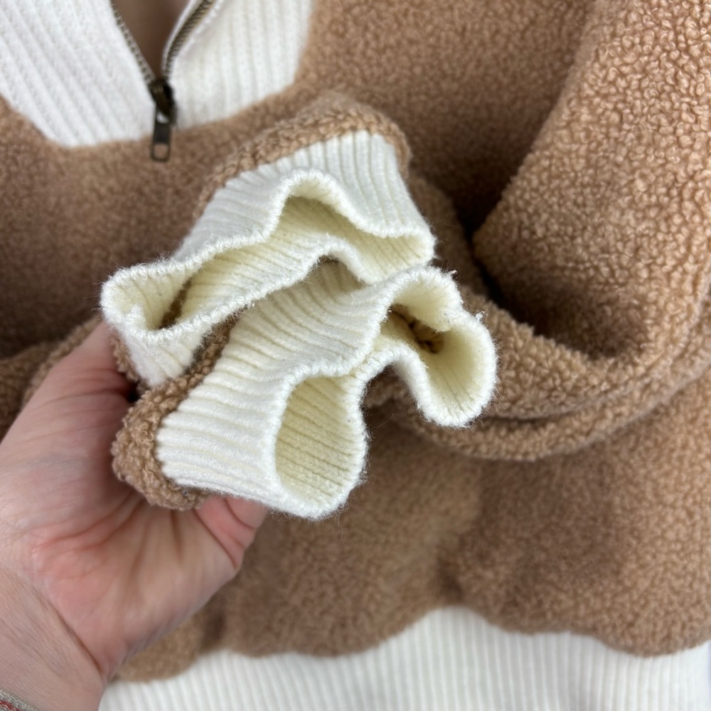 Anthropologie Dolan Left Coast Sherpa Quarter-Zip Pullover Sweater Size M - Picture 7 of 13